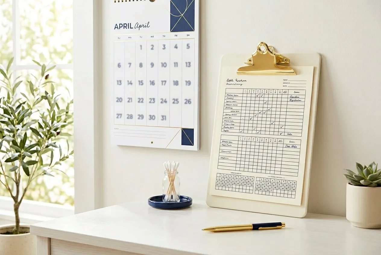 Fisa medicala cu un calendar in fundal ? baremul zilelor de ingrijiri medicale